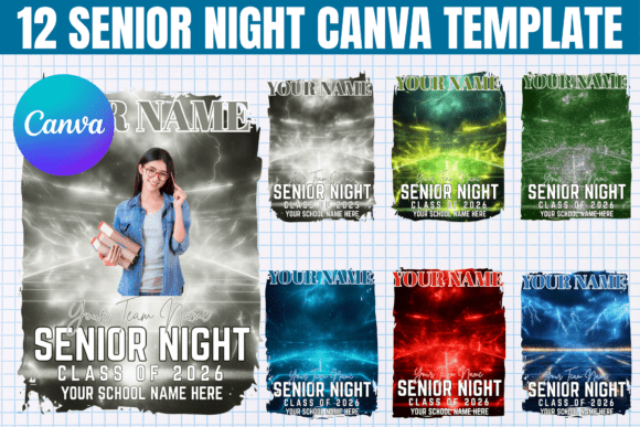 12 Senior Night Canva Editable Template: Bold Designs for Senior Night