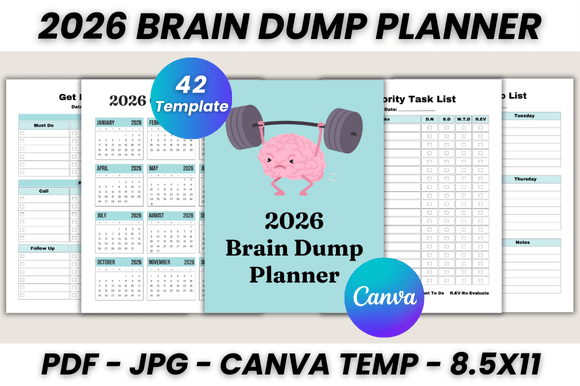 2026 Brain Dump Planner: Organize Your Year with This Canva Template