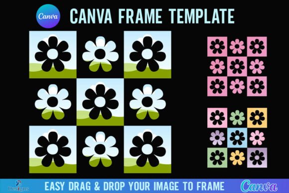 Daisy Checkered Flower Canva Frame Flora: A Fresh Take on Floral Design