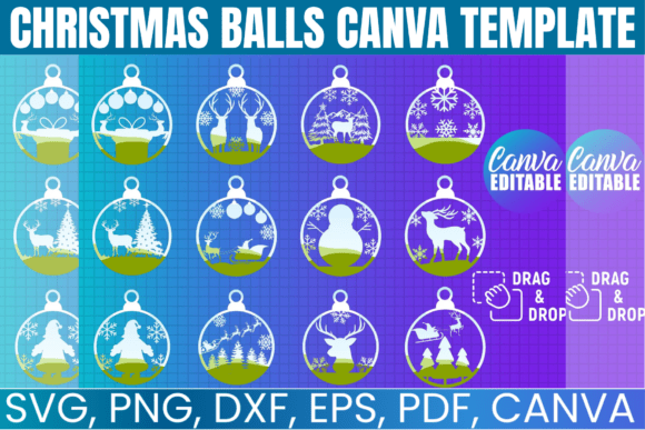 Festive Frames & Vectors: The Christmas Balls Canva Frame Bundle
