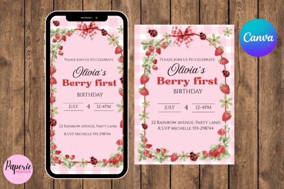 Perfecting Your Party: The Berry First Birthday Invitation Editable Template