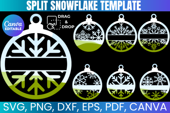 Split Snowflake Canva Template: Festive Craft Designs
