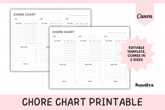 Transform Household Chaos: The Editable Chore Chart for 3